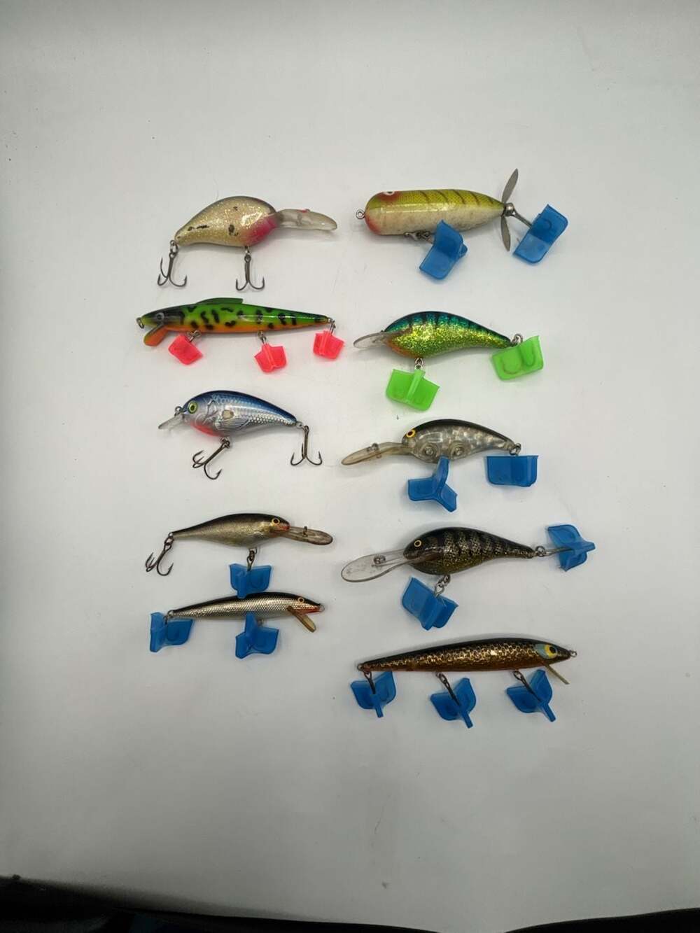 Vintage Assorted Mixed Lot of 10 Crankbait Fishing Lures with Hook Protectors